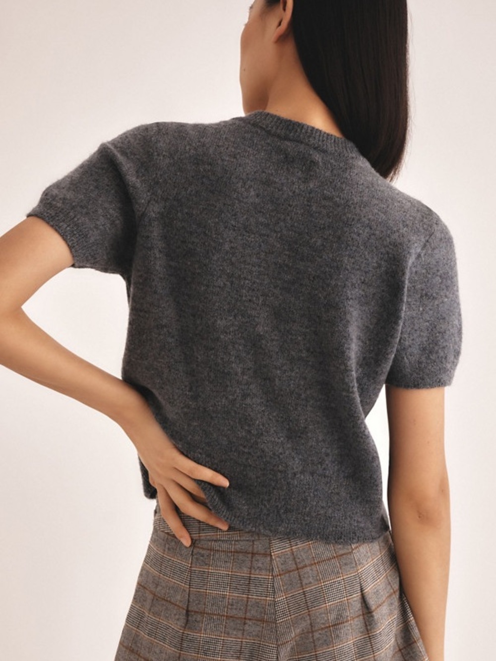 Maeve for Anthropologie Short Sleeve Gold Button Grey Cardigan size large - Picture 3 of 10